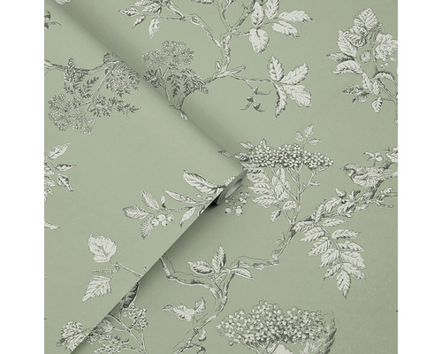 Behangrol met planten- en vogelmotief