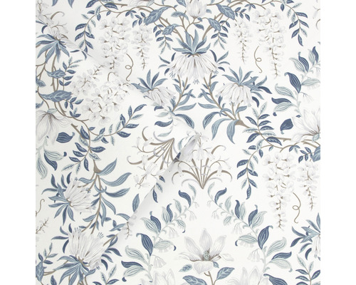 Behang met bloemmotief en bladeren