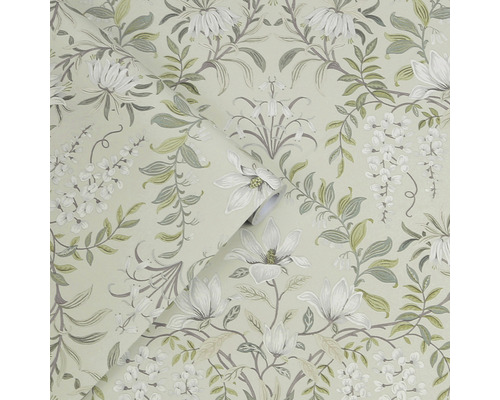 Behang met bloemmotief van magnolia''s en bladeren