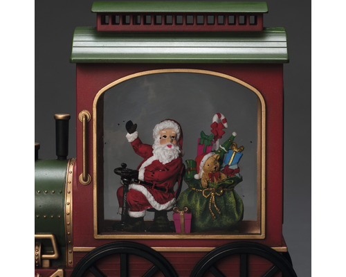 Kersttrein met de kerstman, geschenken en een teddybeer