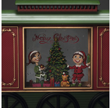 Decoratieve kersttrein met kerstmotieven en de tekst ''Merry Christmas''