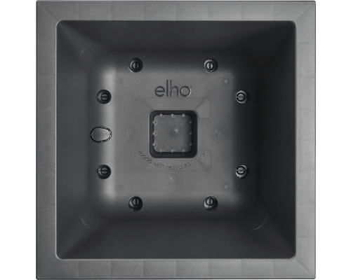 Vierkante kunststof plantenbak, interieurweergave met Elho logo
