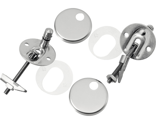 Bevestigingsset voor toiletbrillen, metaal, met afdekkapjes en sluitringen