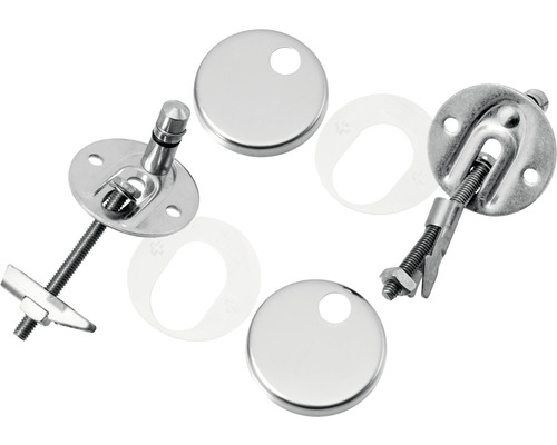 Bevestigingsset voor toiletzittingen van metaal met afdekkappen
