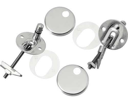 Bevestigingsset voor toiletbrillen, bestaande uit schroeven, moeren en afdekkingen