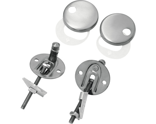 Bevestigingsset voor toiletzittingen, bestaande uit schroeven, moeren en afdekkingen