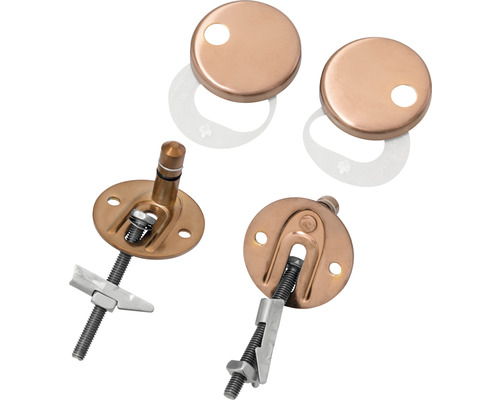 Bevestigingsset voor badafvoergarnituren, bestaande uit rozetten, schroeven en bevestigingsmateriaal.