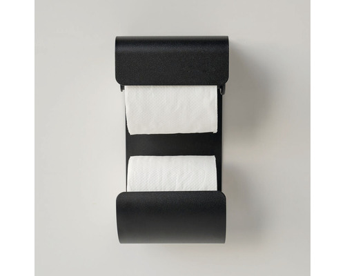 Wandgemonteerde toiletpapierhouder met twee rollen toiletpapier