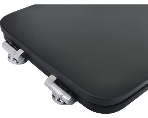 Toiletdeksel met chromen scharnieren