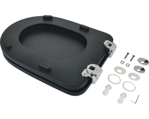 Toiletdeksel van duroplast met bevestigingsmateriaal