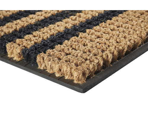 Deurmat met streepmotief van kokosvezel en rubber