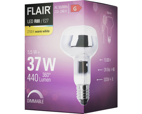 FLAIR LED R80 E27 lamp verpakking
