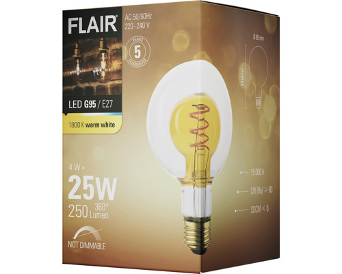 Verpakking van een Flair LED lamp G95 E27