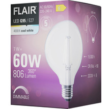 FLAIR LED lamp E27/6,5W G95 neutraalwit helder