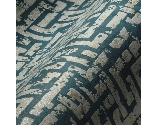 Close-up van een gestructureerd behang met een geometrisch patroon