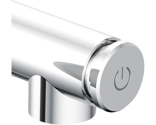 Detailaanzicht van een armatuur met aan- en uitknop