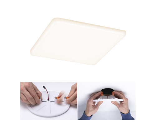 Vierkante led-plafondlamp en montagestappen