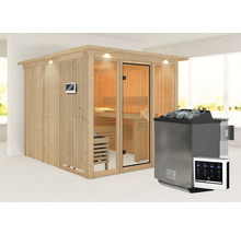 Houten sauna met kachel en bediening