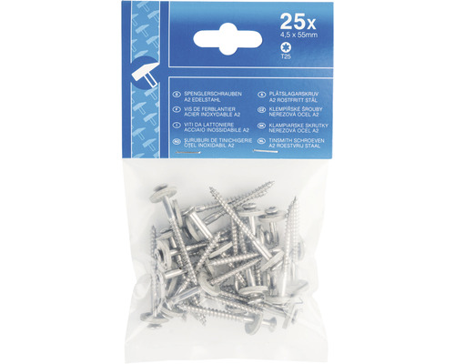 25 plaatschroeven A2 roestvast staal 4,5 x 55 millimeter
