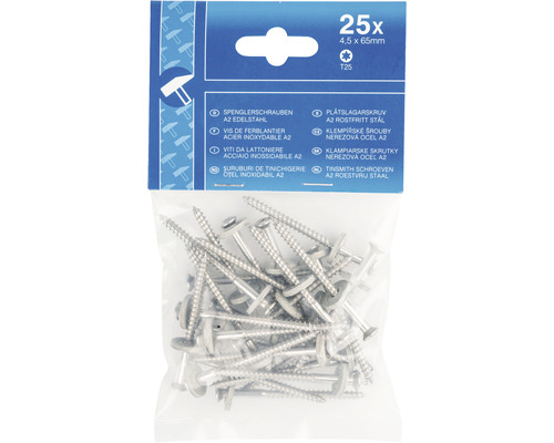 25 plaatschroeven 4,5 x 65 millimeter A2 roestvrij staal