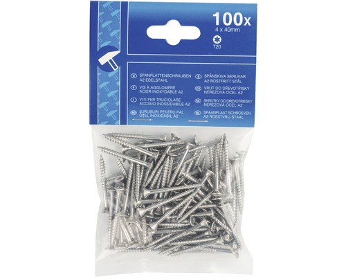 Spaanplaatschroeven, 4 x 40 millimeter, 100 stuks, A2 roestvrij staal