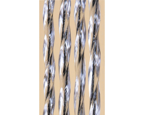 Close-up van vier gedraaide, zilverkleurige draden