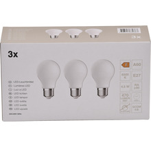 LED lamp E27/4,5W A60 daglichtwit mat, 3 stuks