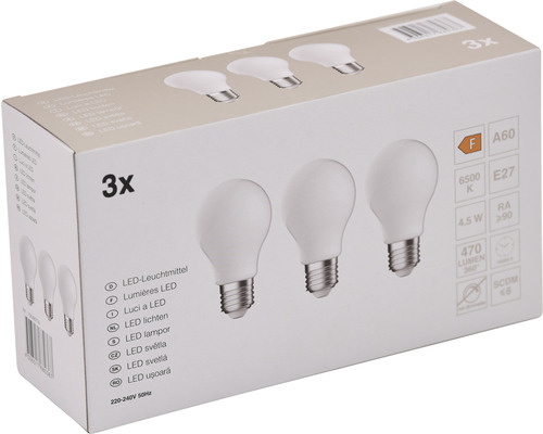 Verpakking met drie LED lampen