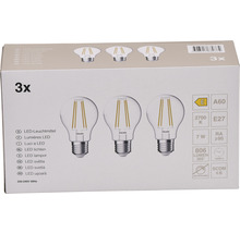 LED lamp E27/7W A60 warmwit helder, 3 stuks