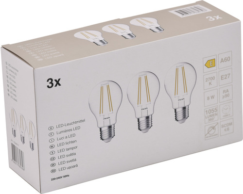 Verpakking met drie LED lampen