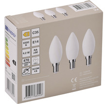 LED lamp E14/4,2W C35 daglichtwit mat, 3 stuks
