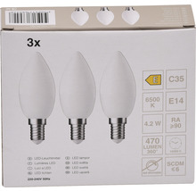 LED lamp E14/4,2W C35 daglichtwit mat, 3 stuks