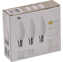LED lamp E14/4,2W C35 daglichtwit mat, 3 stuks