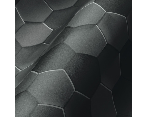 Close-up van een zwart behang met zeshoekig patroon