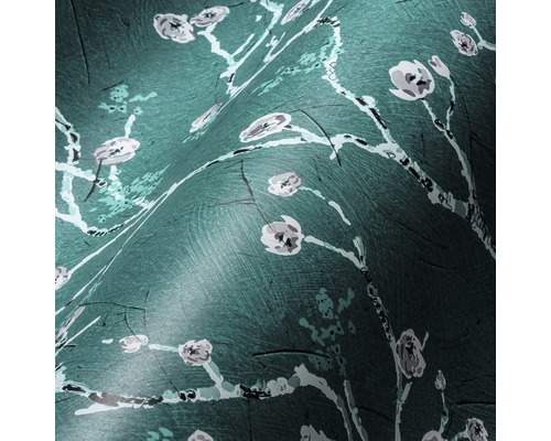 Close-up van een gestructureerd behang met bloemmotief