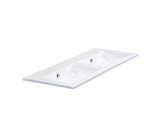 Dubbele wastafel van sanitair keramiek
