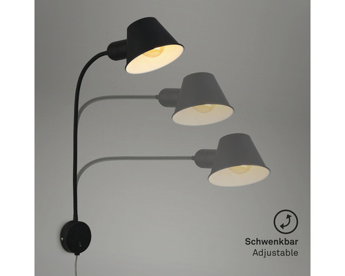 Draaibare zwarte wandlamp met lichtbron