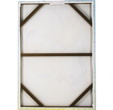 Achterkant van een canvas met houten frame voor wanddecoratie