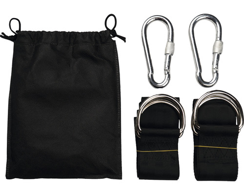 Set met twee boombanden, twee karabijnhaken en een opbergtas