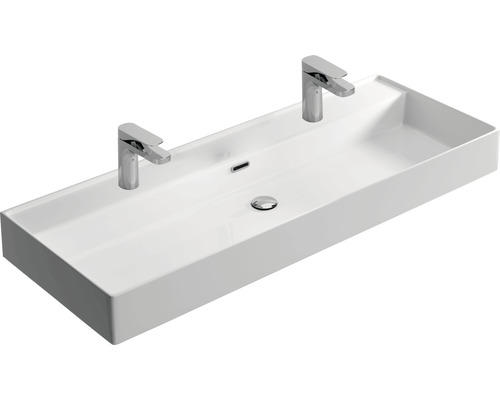 Wastafelblad met twee kranen