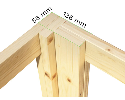 Houten frame met afmetingen 56 mm en 136 mm