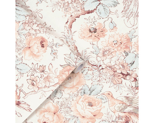 Behangrol met bloemen- en vogelmotief