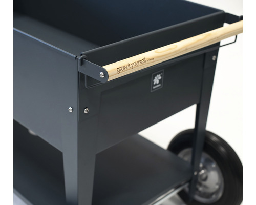 Verhoogde tuinbakwagen met houten handgreep