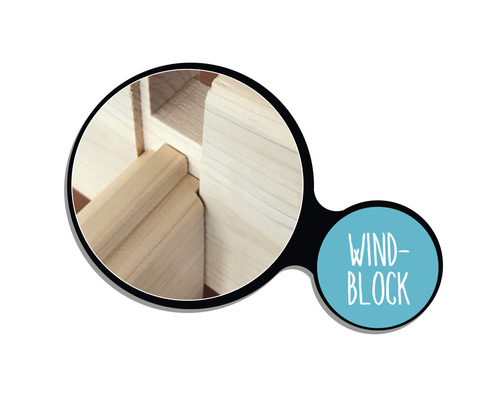 Detailopname van een windblok houtconstructie