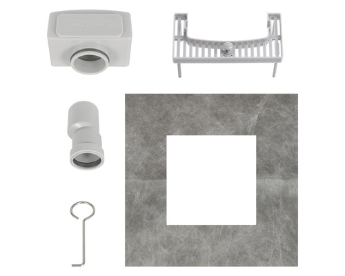 Complete douchegootset met sifon, montageraam, geurslot en montagehaak