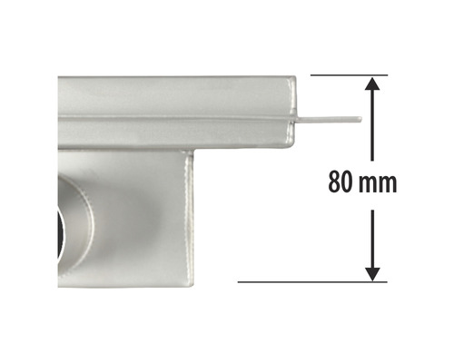 Detailopname van een metalen product met een afmeting van 80 millimeter