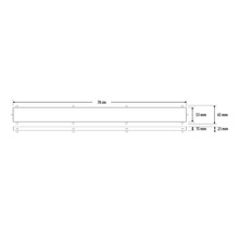 Technische tekening van een plank van 78 centimeter met afmetingen van 53 bij 65 millimeter en 15 bij 23 millimeter.