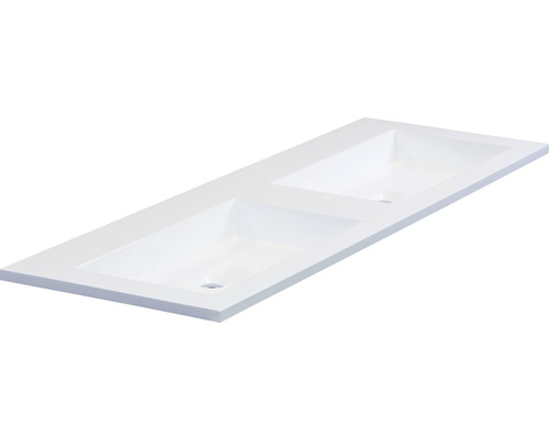 Dubbele wastafel van mineraal gegoten materiaal