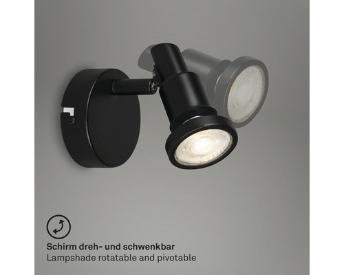 Zwarte, draai- en zwenkbare wandlamp