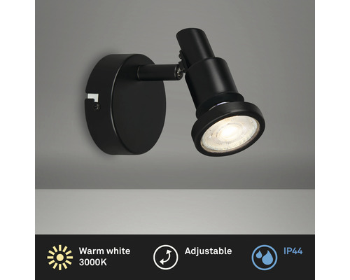 Zwarte, verstelbare wandspot met warm wit licht